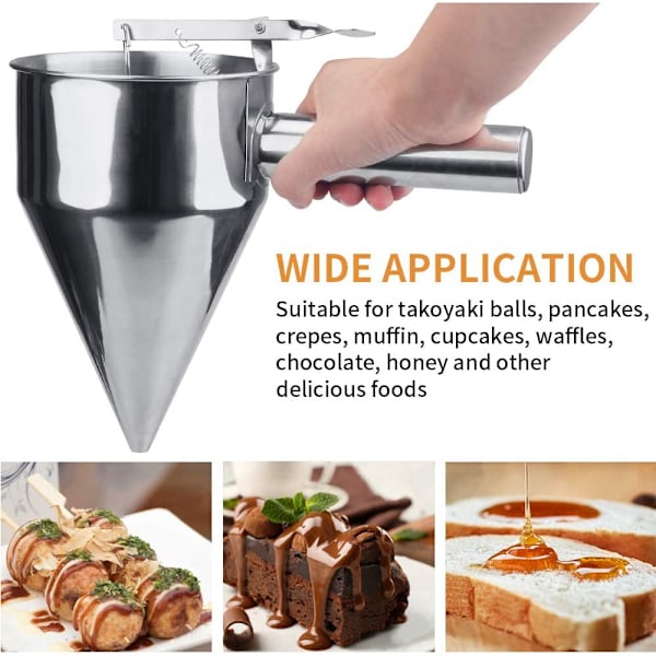 Røre Røre Dispenser Rustfritt Stål Trakt med Stativ for Kake Donuts Cupcake Pannekake Baking