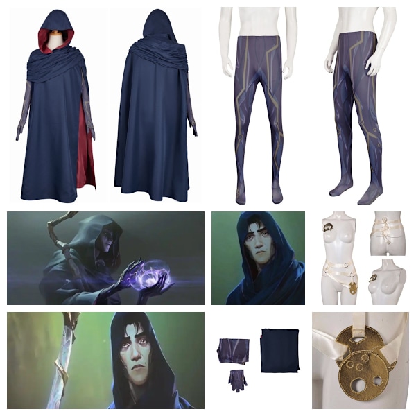 Arcane: League of Legends Sæson 2 Viktor Cosplay Kappe Kostume+Bælte Broche Kostume+Bælte Broche‘-PO- Costume+Belt Brooch S