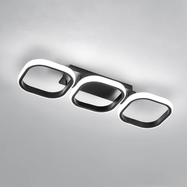 32W LED-taklampe, 3 firkantede taklamper i akryl-aluminium, 6500K