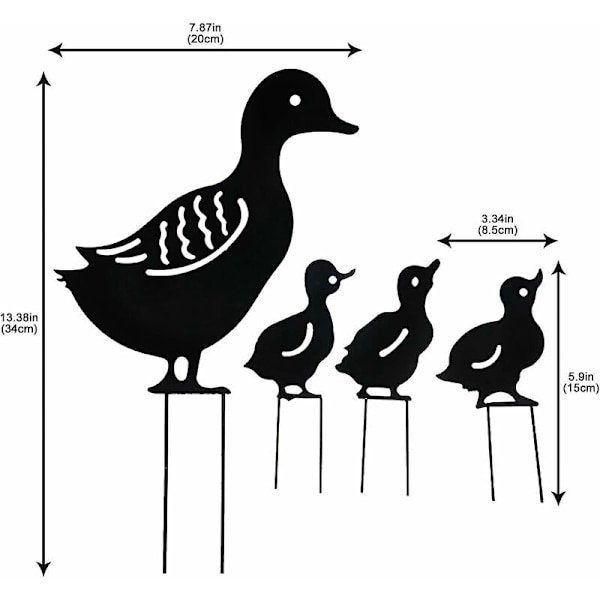 Utomhus metallträdgårdsdekoration, ankgårds konst trädgård metallstaty dekoration trädgårdsdekoration gräsmatta (4 stycken ankor)
