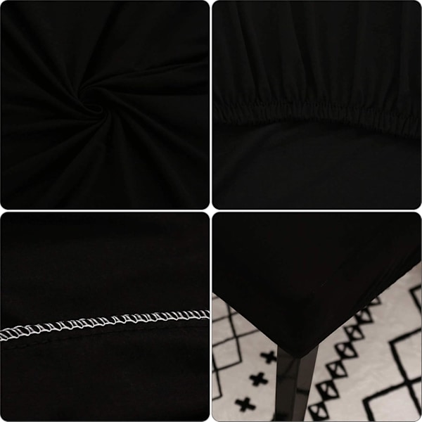 Ruokapöydän tuolinpäälliset, 4 tai 6 kpl, joustavat, irrotettavat, pestävät, tuolinpäälliset, koristeelliset päälliset, istuinpäälliset hotelleihin, musta black 6pcs