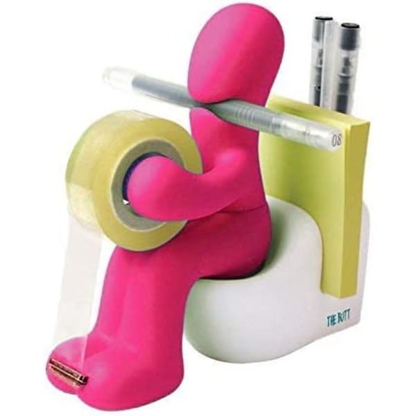 TheButtStationOfficeSupplies-KulTejpdispenser-KulOchCoolKontorstillbehörshållareMedTejpRulle,Gemklämmor-(Rosa)