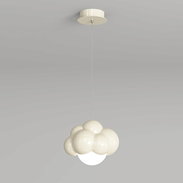 Tecknad molnhängande lampor, hängande lampa i vit metall med akryllampskärm, dekorativ ljuskrona för barnrum