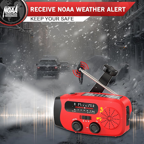 Nödvändig vevradio - 7400mWh AM/FM/NOAA väderradio