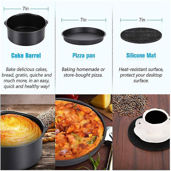 Airfryer-lisävarusteet, sopii kaikkiin 6/7/8 tuuman Airfryereihin, 5 osaa (koko: 6 tuumaa, 5 osaa)