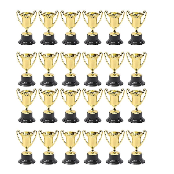 24 st Gyllene Mini Pris Troféer Dekor Plast Belöning Priser Kindergarten Awards Trophy Med B