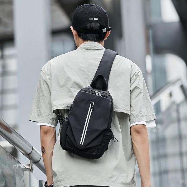 Crossbody-reppu, olkalaukku, miehille ja naisille, sopii mustalle