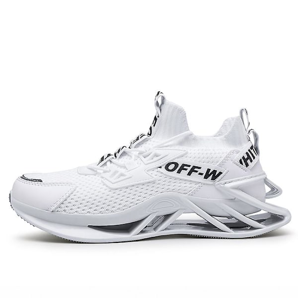 Herrsneakers Andningsbara löparskor Halkfria sportskor 8811 Vit White 42
