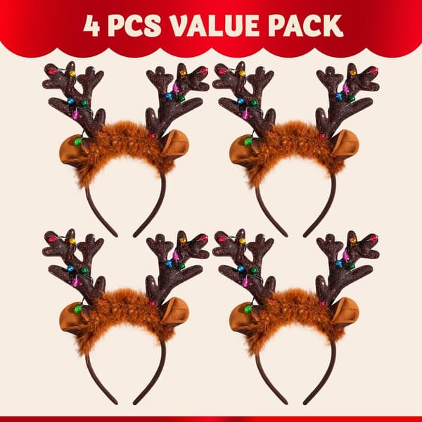 4-pack lysande renhornspannband för julfester