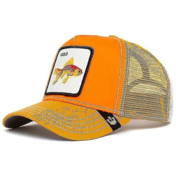 Svart Panther Mesh Cap for voksne, sommerbaseballcaps, Trucker Cap W-WELLNGS Gull Goldfish