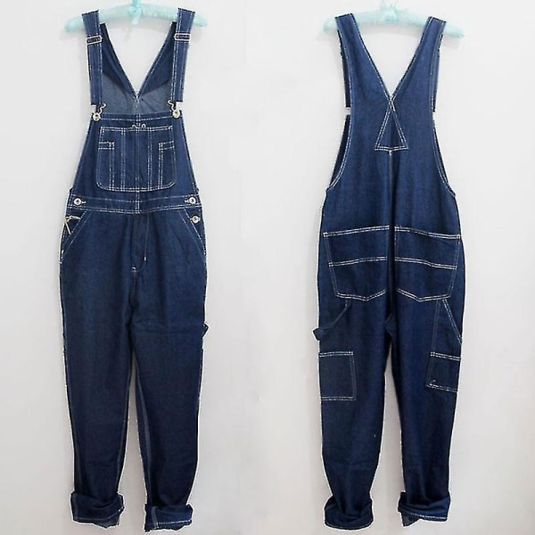 Kæmpe Mænd Bib Løs Overalls Jeans Straight Denim Jumpsuits Fashio Light blue 34 62.5-67KG