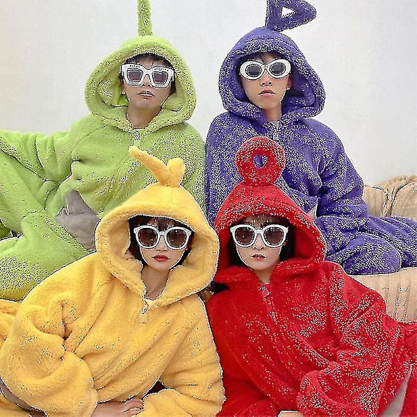 Söpö Pyjama Joulu Cosplay Puku Unisex Aikuinen Kotiasu Lala Tinky Winky Puku Onesies Pyjama Haalarit Juhla-asu Vihreä XL Keltainen Yellow XL
