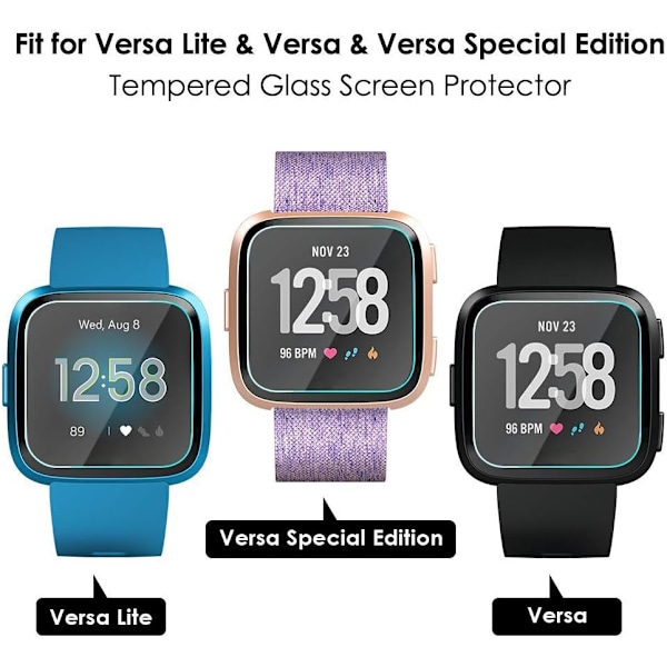 4-pack skärmskydd kompatibel med Fitbit Versa & Versa Lite (ej för Versa 2), vattentätt skärmskydd i härdat glas Cover Saver för Versa