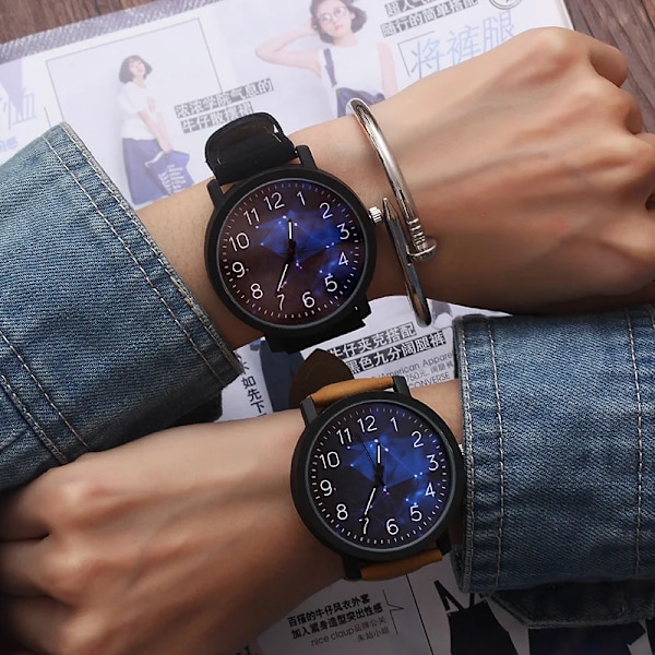 Mote Casual Steampunk Klokker Menn Brunt Lærrem Kvarts Armbåndsur Mann Trefinish Klokke Drop Reloj Hombre 2021 numberbrown