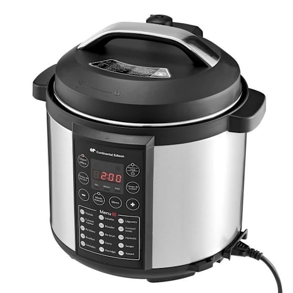 CONTINENTAL EDISON - CEMCSP1000I - Trykkoker - 15 programmer - 5,7L - 1000W - Svart og rustfritt stål
