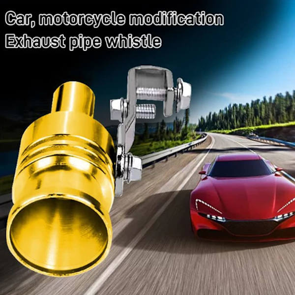 Turbo Fløjte Avgasrør Oversized Roar Maker til biler og motorcykler, Bil Turbo Lyd Fløjte Avgas Lyd Booster Gul Yellow M