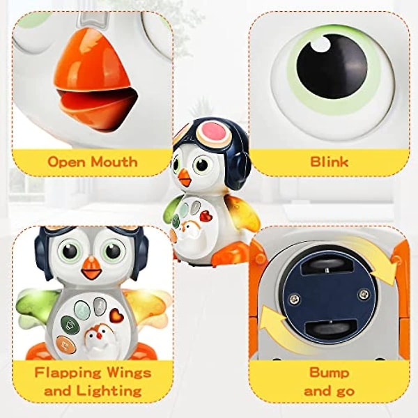 Musikaaliset vauvale juguetes para 6-12 meses - Bebés gateando juguetes con música y luces Sonido Pingüino interactivo Niños pequeños 1 año Regalos para niñas y niños