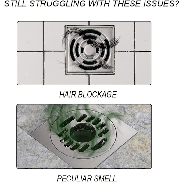 Silikondräneringslock, 2 dräneringslock, diskbänksfilter, dräneringssil med sugkopp, duschdräneringshårssamlare White