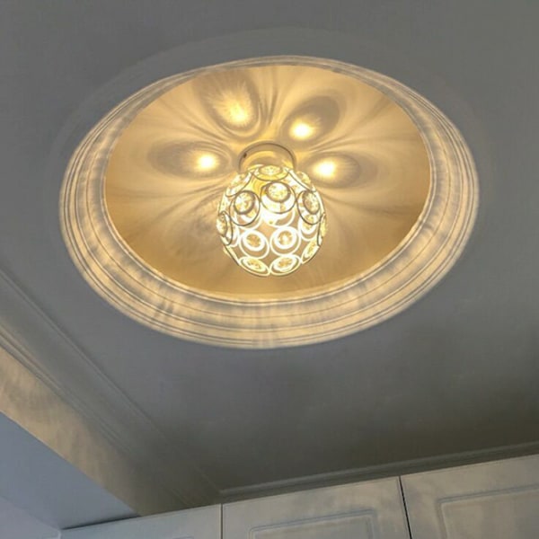Moderne hvit krystall taklampe, mini semi-flush mount E27 krystall lysekrone egnet for innendørs belysning, stue, veranda, gang