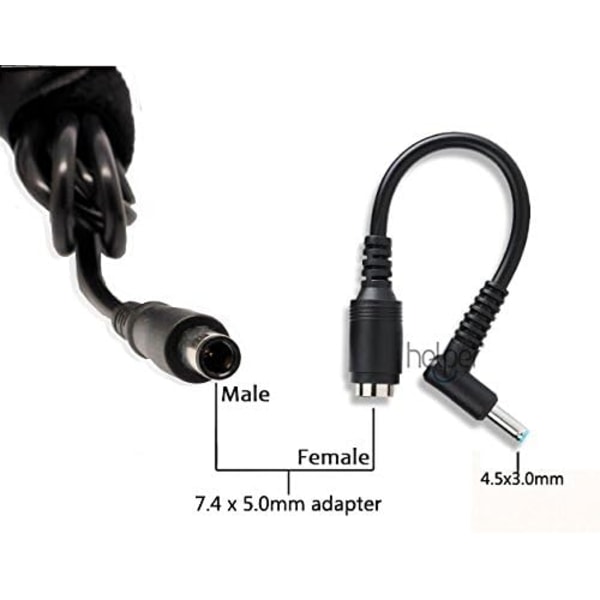 AC-strömkabeladapter för bärbar datoradapterspetskontaktkonverter för HP-dator 7,4x5,0 mm till 4,5x3,0 mm