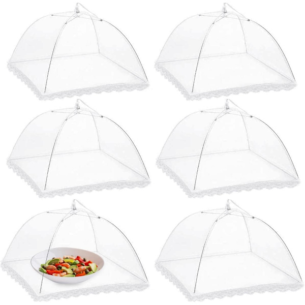 Matnät, 43 cm nät pop-up matnät, tårtkopp för utomhusbruk, festpicknick, grillning, återanvändbar och hopfällbar (6-pack)