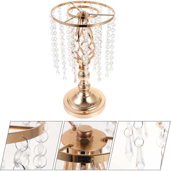 Bröllopsrekvisita ny järn galvanisering kristall twist ljusstake ornament matbord T-scen blomkruka vägledare