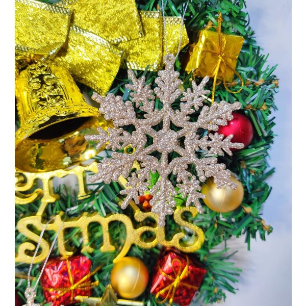 Christmas Glitter Snowflake Ornaments, 10cm Glitter Snowflake Hängande dekorationer för julgran, paket med 16 (champagneguld)