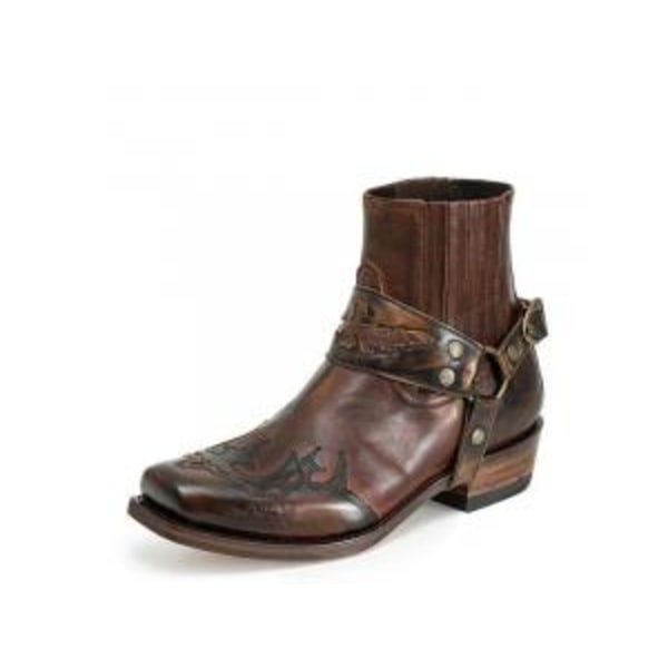 Western Boots för Män Vintage Broderade Boots Ljus Kaffe Light Coffee 45