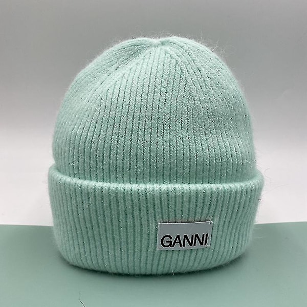 Stickad Herr & Dam Ganni Vinter Varm Mössa Manschettstickad Stretch Beanie Hatt Green