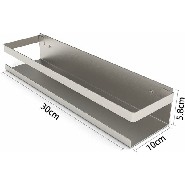 Ingen boring dusjhylle, SUS304 baderomshylle i rustfritt stål, selvklebende, børstet 30 cm