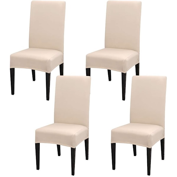 Stolsöverdrag Matsal Set om 4 eller 6, Stretch Avtagbart Tvättbart Stolskydd Dekoration Överdrag Stolsöverdrag för Hotell Beige beige 4pcs