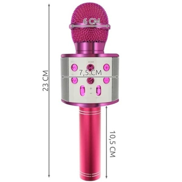 Bluetooth-karaokemikrofoni kaiuttimella, vaaleanpunainen