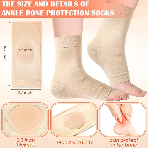 2 Pairs Padded Skate Socks Ankle Protector Ice Skating Boots Socks Skate Ankle Guards Ankle Sleeve Pad For Boots, Skates, Splints, Braces Beige