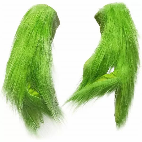 Julehue og Plys Luffer Sæt, Festlige Rollespil Kostume Tilbehør til Voksne 2pcs/set Green