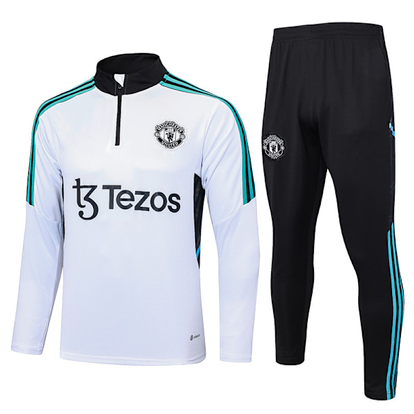 Manchester United Hemma Långärmad Tröja Set Barn & Vuxen 23-24 Vit white 14