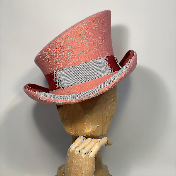 Asymmetrisk uld tophat - unisex hat til kvinder og mænd - steampunk hat - tophat - modebånd - dekorativ hat - hovedbeklædning til mænd RD2