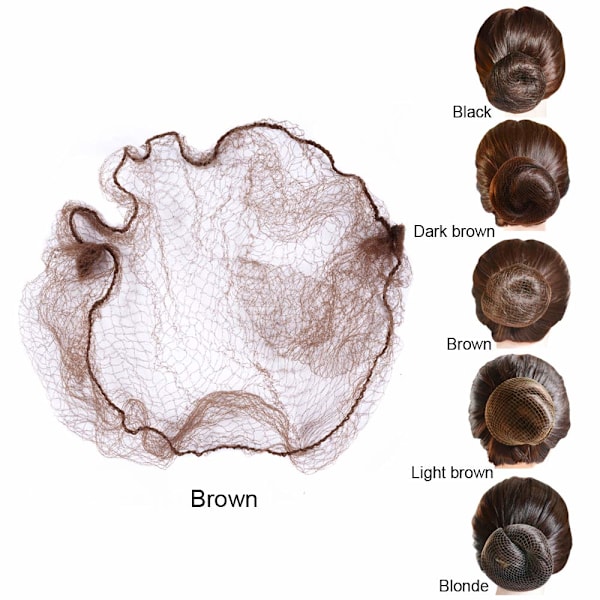 50 stk hårsnøter for bolle usynlig elastisk nett 20 tommer 50 cm (bulkpakke, mørkebrun)