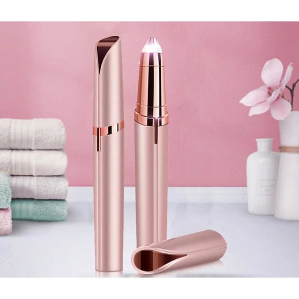 Trimmer med LED for øyenbryn/nesehår/ansiktshår/bikini Pink gold Rosa guld