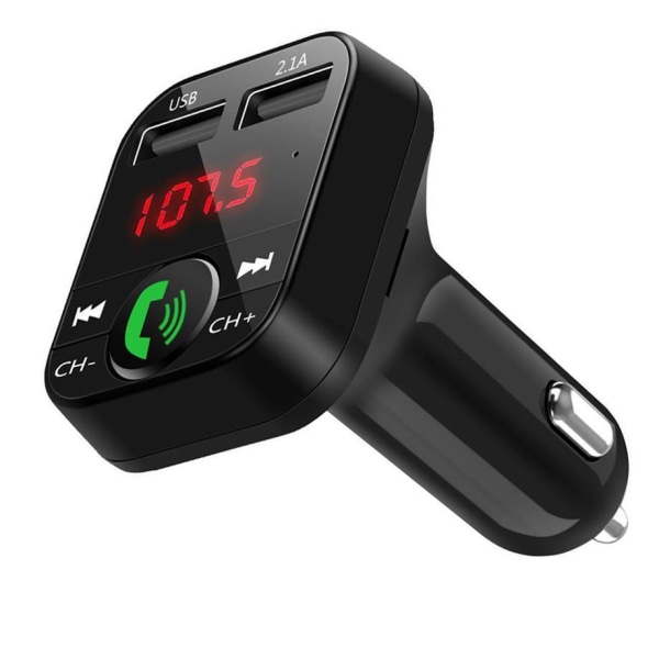 FM-sender X10 med Bluetooth Handsfree 4 i 1 Sort Sort Black Svart