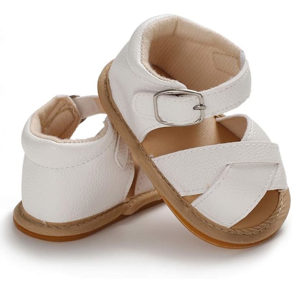 Baby Flickor Glittrande Rosett Sandaler Premium Mjuk Anti-Slip Gummisula, 0-6 månader 11cm