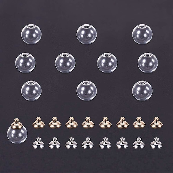 30 stk 16mm Mini Glasskuler Flasker Ønskeboll Flasker for DIY Henge Charms Ørepynt Laging 8mm Lopp