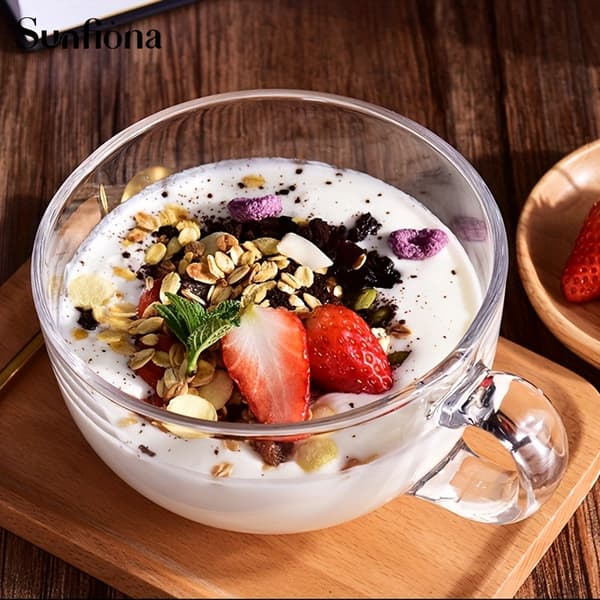Glasskåle med låg og håndtag til pasta, havregryn, desserter og ris Trans oatmeal c