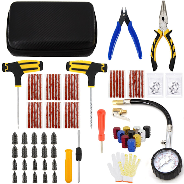 Auton Renkaan Korjaustyökalusarja Nastasarja Auto Pyörän Rengasrikko Tulppa Autotalli Pihtipihdit Tyhjiökalvo Naularuuvit Säilytyslaukulla Overseas-X42- Overseas CASE-C-39PCS-Pliers