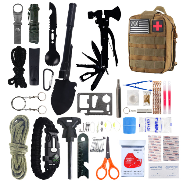 Överlevnadsväska - Överlevnadskit - Survival kit Khaki