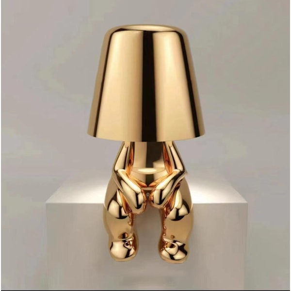 Senglampe med touch-funktion, guld Thinker-lampe, trådløs, genopladelig, bærbar, dekorativ natlampe i guld Guld E
