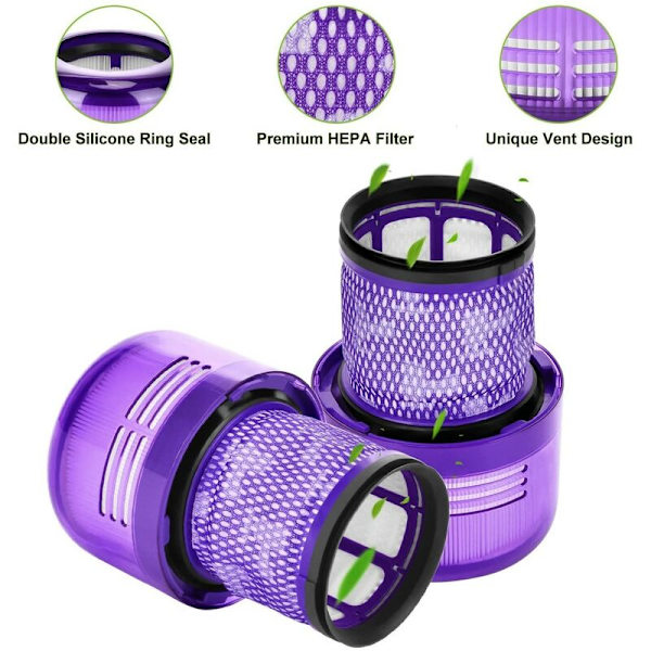 3-pak filtre til Dyson V11 Absolute Extra Pro Animal Torque Drive V15 Detect - erstatter #970013-02