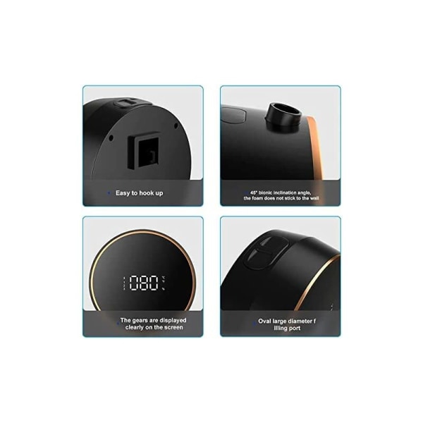 Beröringsfri rörelsesensor Väggmonterad automatisk skumtvåldispenser för hotellbadrum (svart)