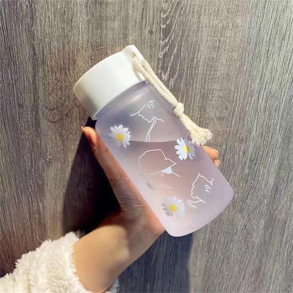 500ml genomskinlig vattenflaska i plast BPA-fri bärbar utomhussportmugg Student med Transparent 6 flower