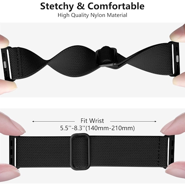 Loop-rem kompatibel med Apple Watch-rem, justerbar stretch nylon flätad sport ersättningsrem för iWatch SE Series 9/8/7/6/5/4/3/2/1