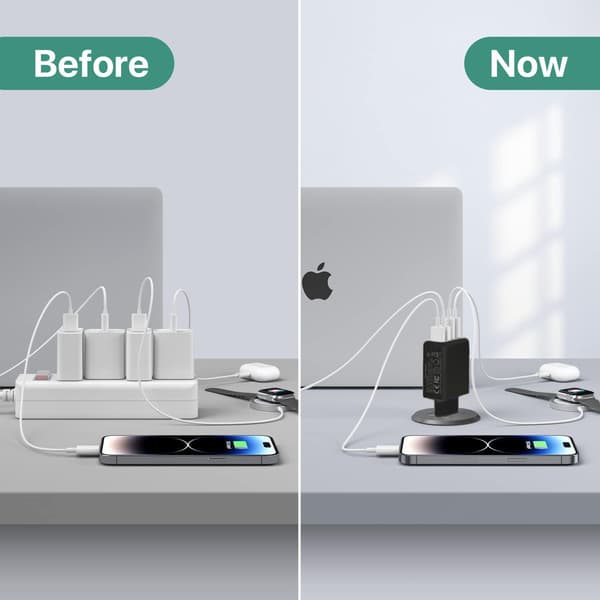 USB C-lader, 40 W USB multi-hurtiglader, flere USB-uttak USB-ladepluggadapter, USB-lader-FY-
